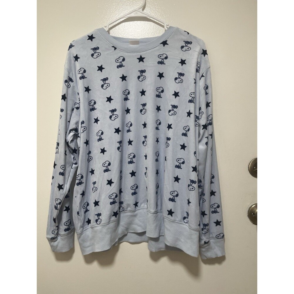 Peanuts Pajama Top Fleece Cute Long Sleeves Snoopy Soft XL